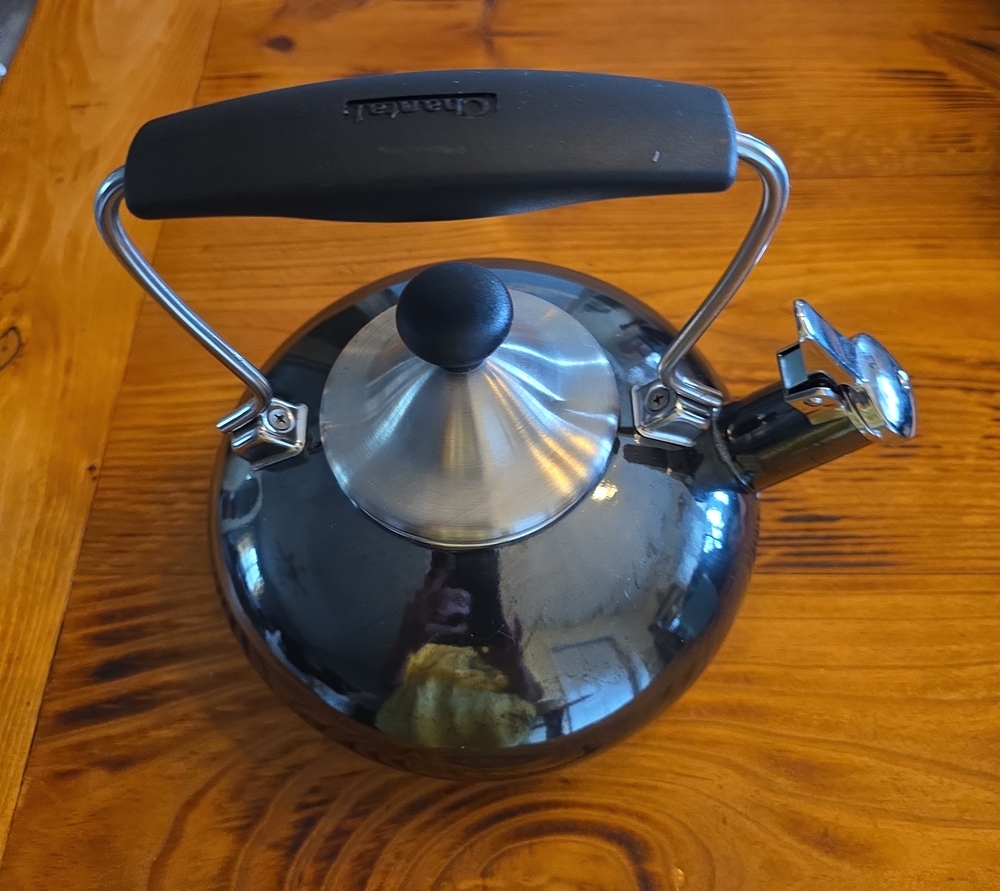 Chantal Black and Stainless Steel Whistling Tea Kettle